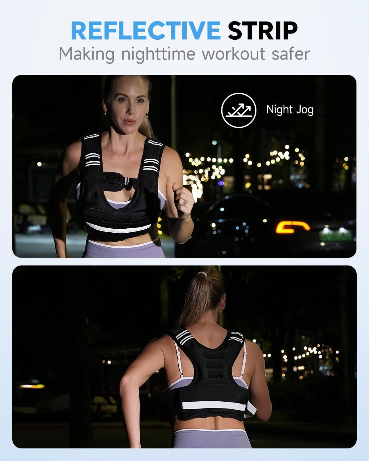 Adjustable Weighted Vest - Comfort Fit, 6-32Lb Removable Weights, Reflective Strips & Mesh Pocket