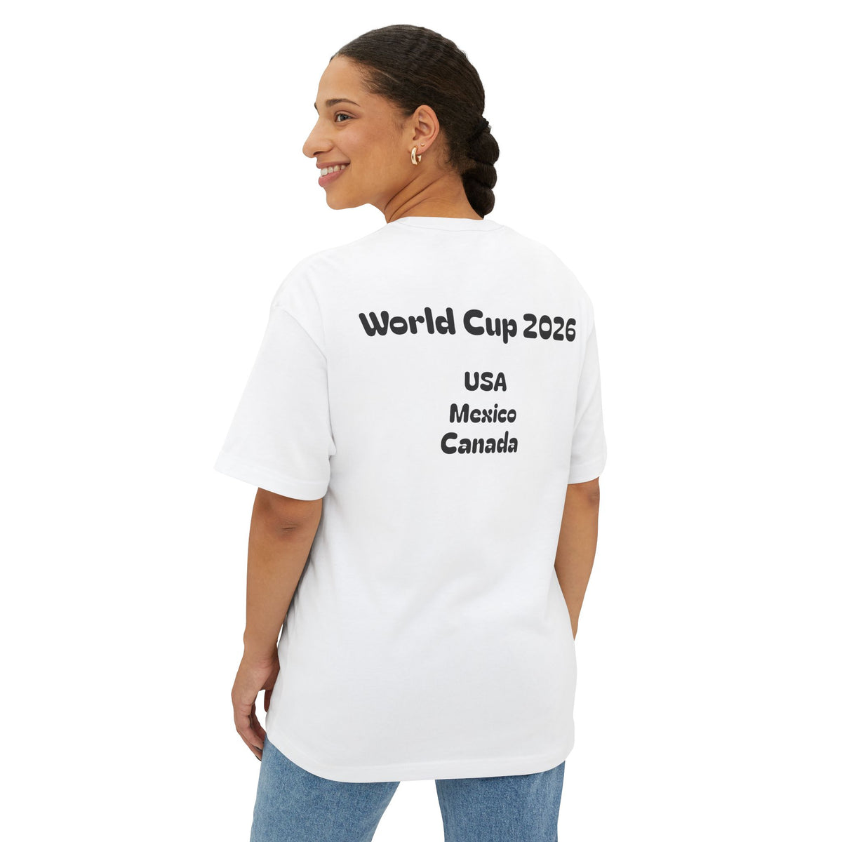 World Cup 2026 Tee — Los Angeles Soccer Ball with Flags (USA Mexico Canada)