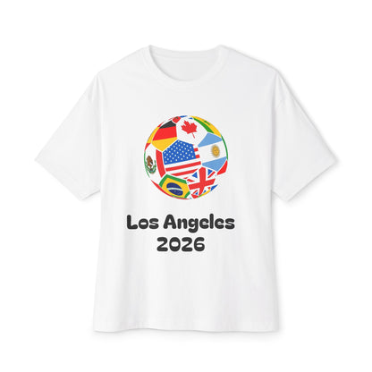 World Cup 2026 Tee — Los Angeles Soccer Ball with Flags (USA Mexico Canada)