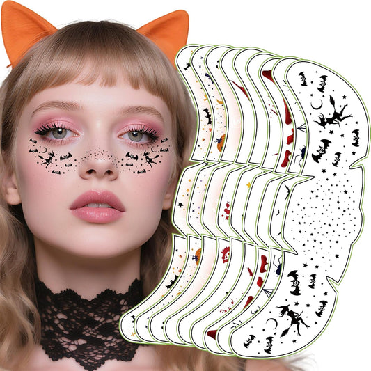 Bat & Freckle Face Tattoos (9-Pack)