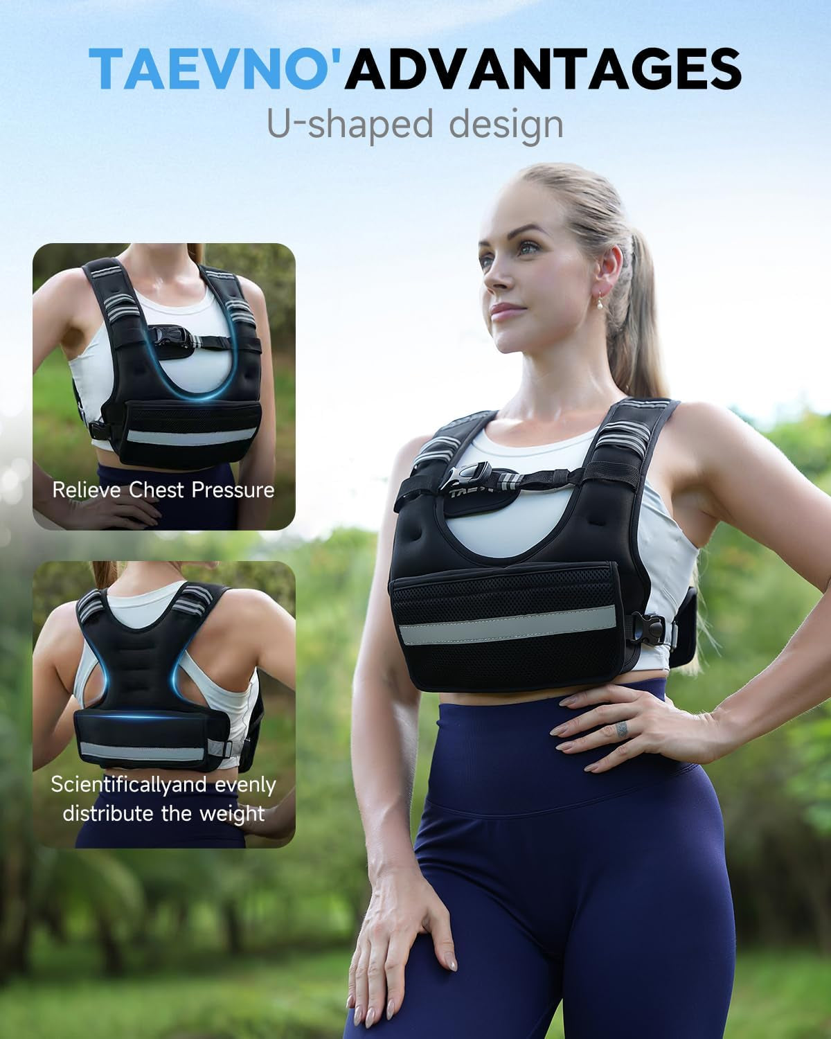 Adjustable Weighted Vest - Comfort Fit, 6-32Lb Removable Weights, Reflective Strips & Mesh Pocket