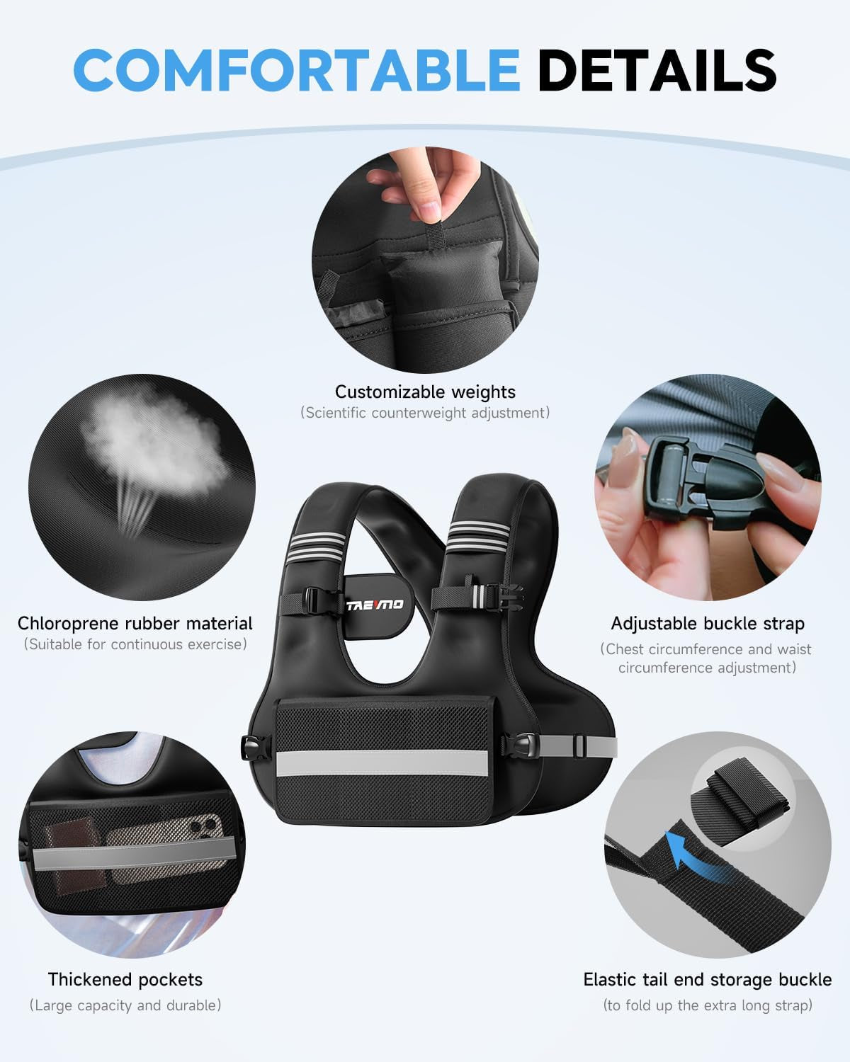 Adjustable Weighted Vest - Comfort Fit, 6-32Lb Removable Weights, Reflective Strips & Mesh Pocket